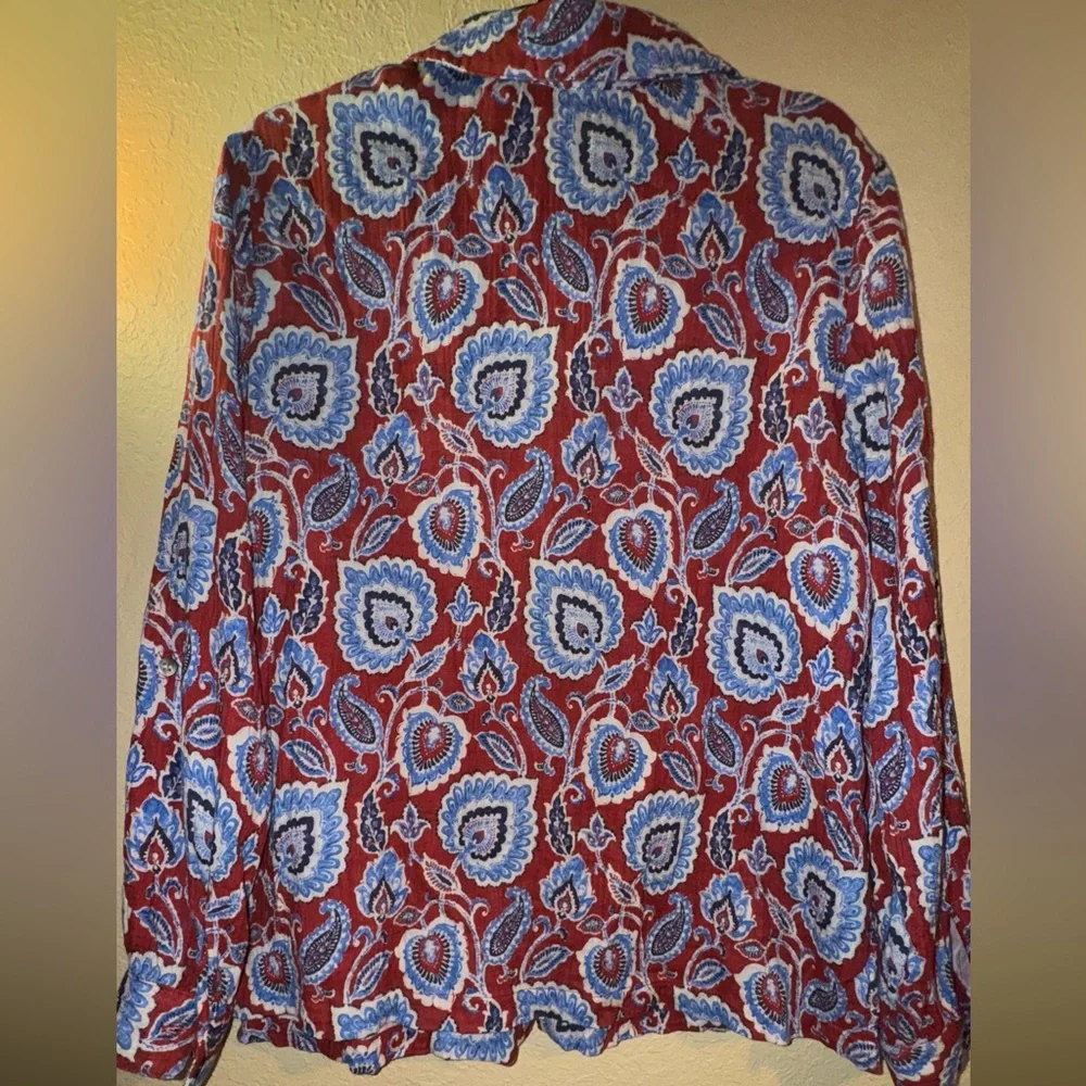 Soft Surroundings Red and Blue Paisley Top - Picture 3 of 6
